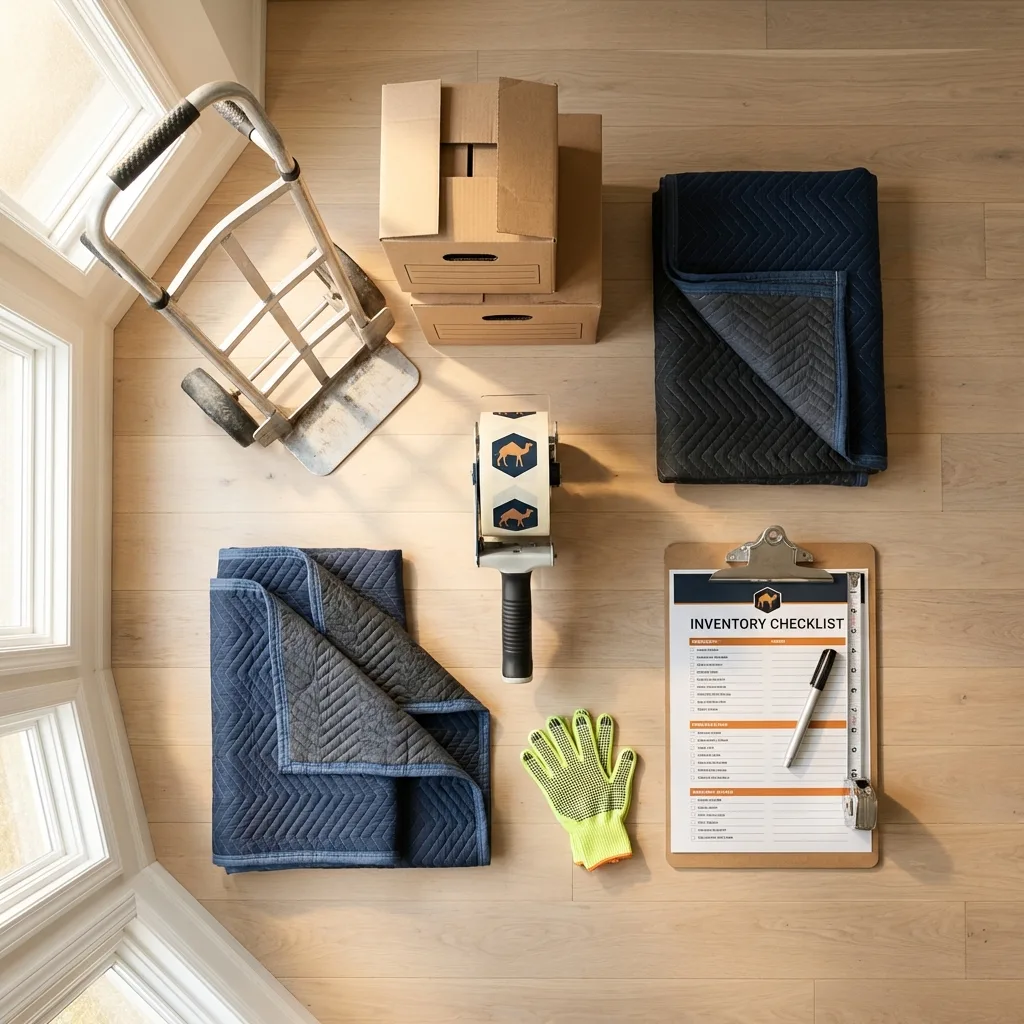 Professional moving supplies and packing materials layout for Rehoboth Beach residential relocations